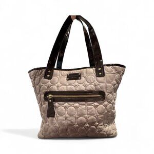 Vintage Kate Spade Quilted Tote Gray Handbag Bag